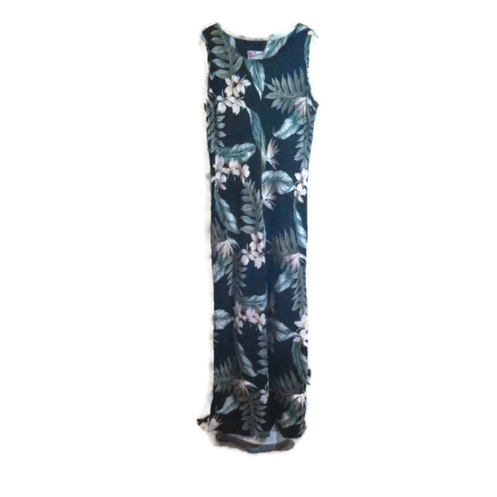 Hilo Hattie Original Long Floral Bark Cloth Dress